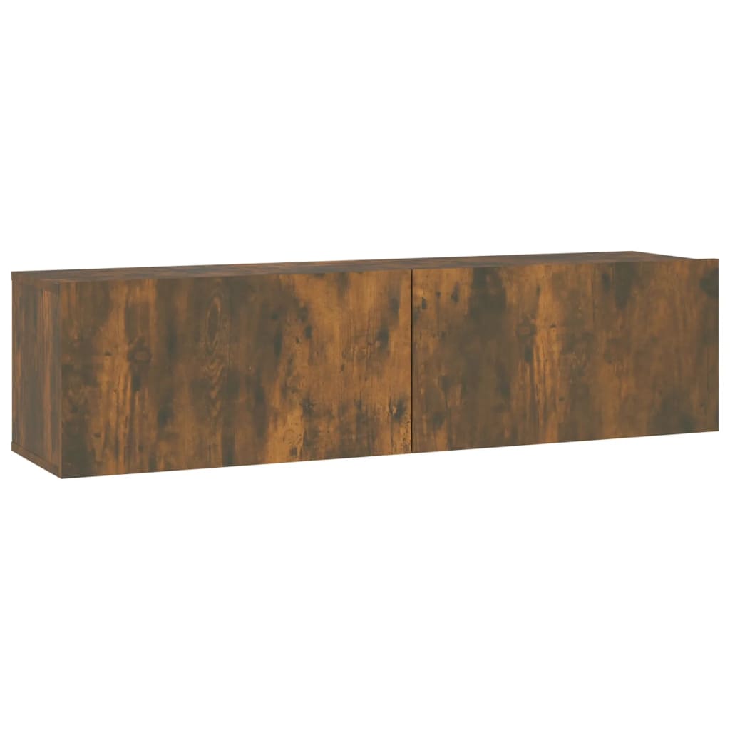 Meuble TV mural chêne fumé 120x30x30 cm matériau bois