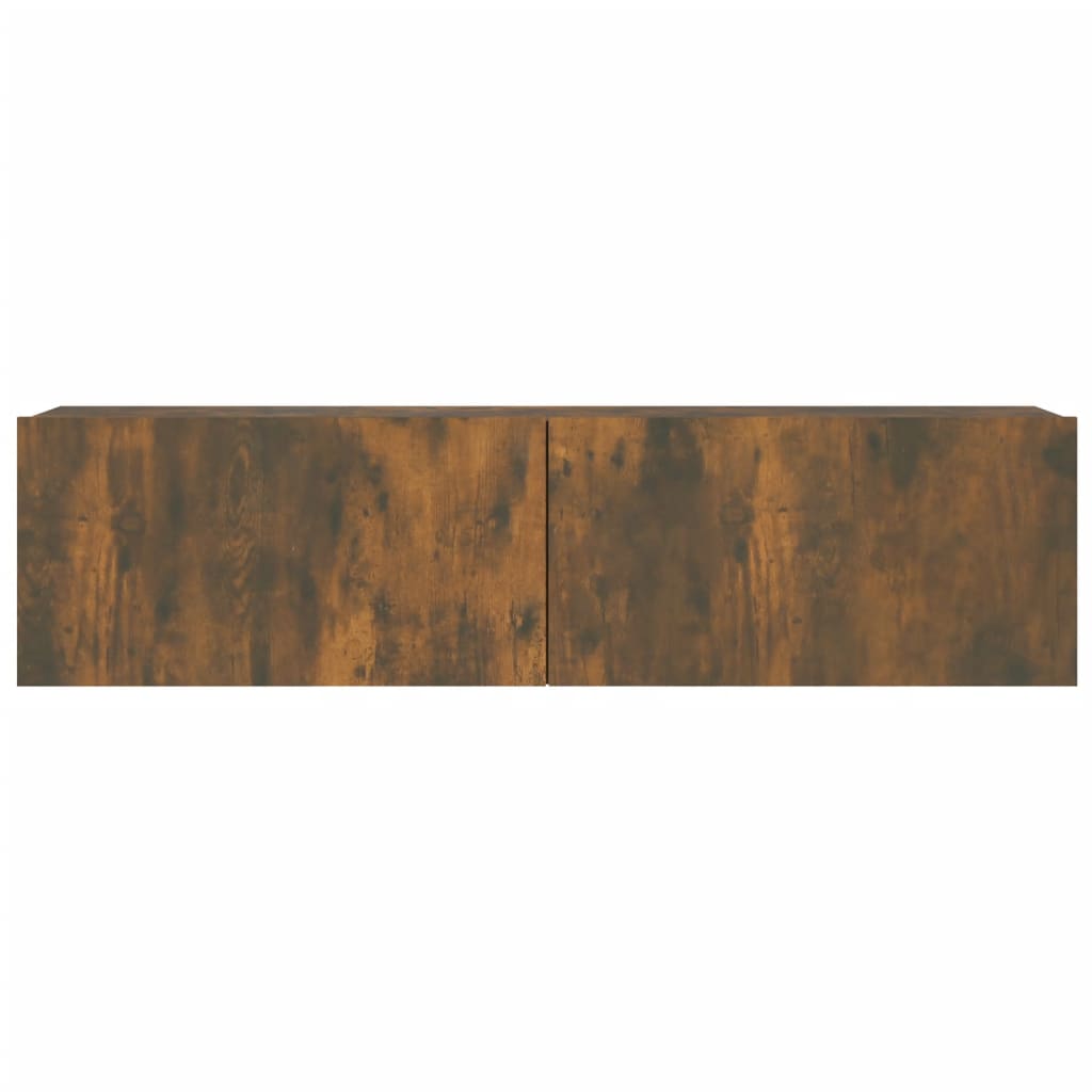 Meuble TV mural chêne fumé 120x30x30 cm matériau bois