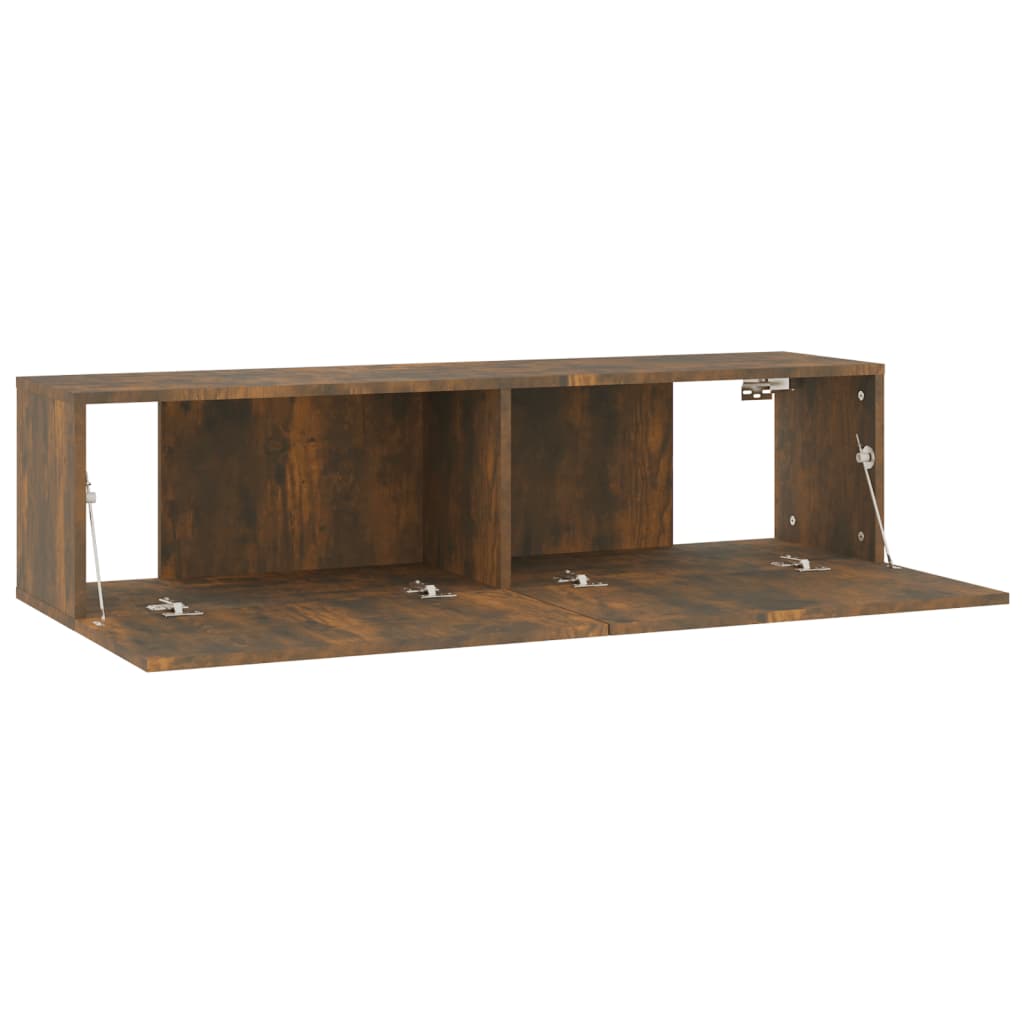Meuble TV mural chêne fumé 120x30x30 cm matériau bois