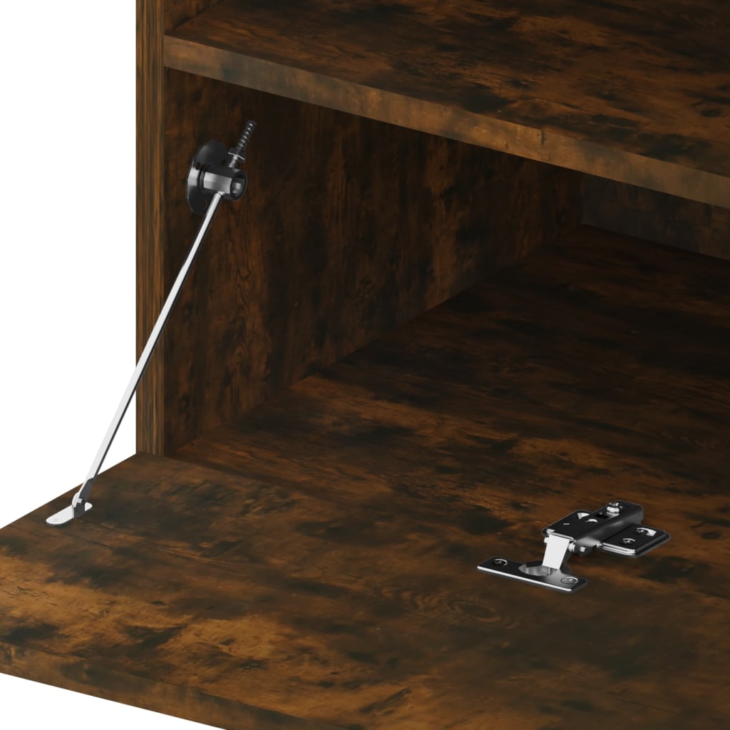 TV cabinet with LED lights smoked oak 75x35x40 cm