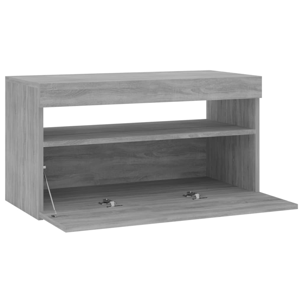 Meuble TV avec lumières LED Gris Sonoma 75x35x40 cm