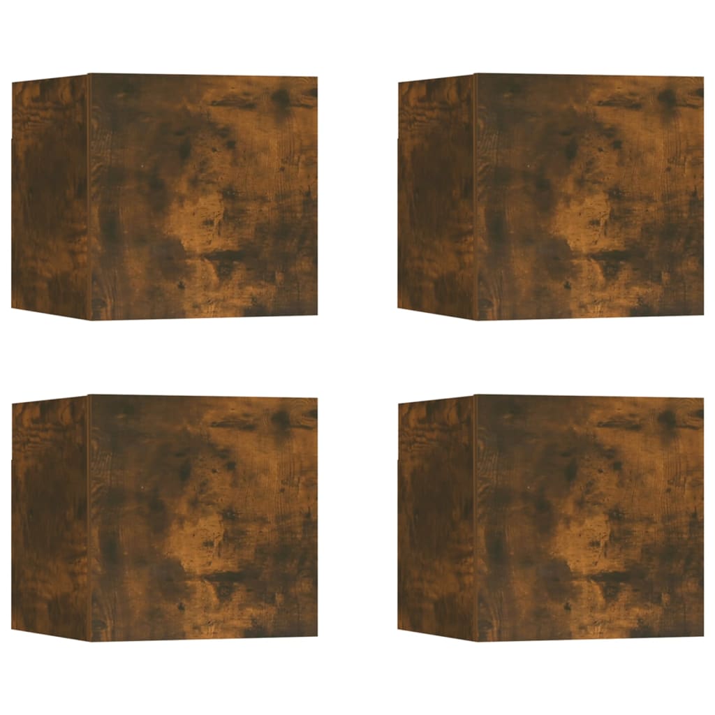 TV wall cabinets 4 pieces smoked oak 30.5x30x30 cm