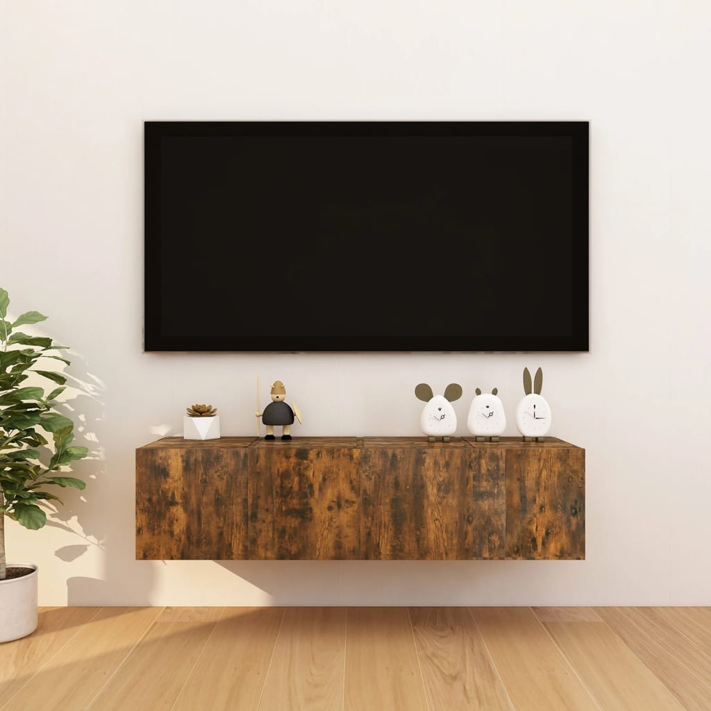 TV wall cabinets 4 pieces smoked oak 30.5x30x30 cm