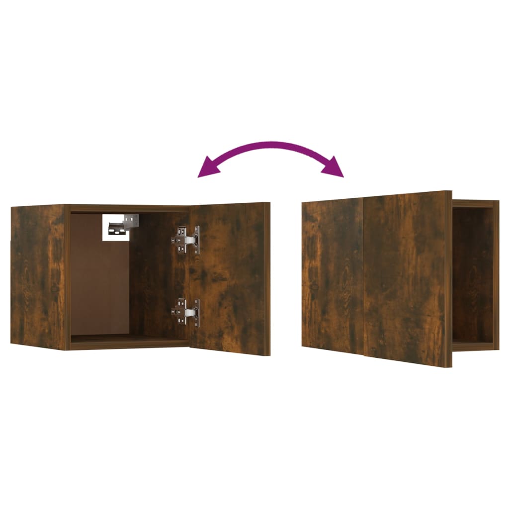 TV wall cabinets 4 pieces smoked oak 30.5x30x30 cm