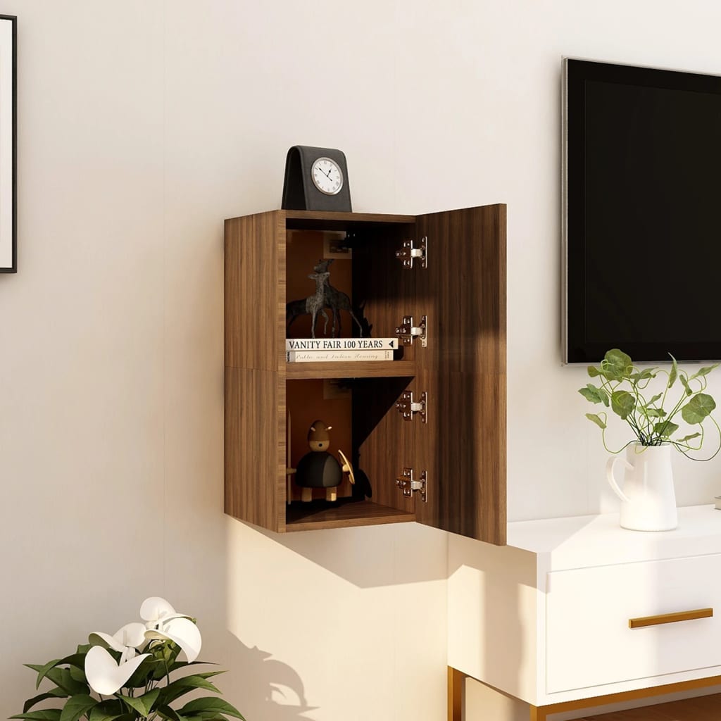 Meubles muraux TV 2 pièces aspect chêne marron 30,5x30x30 cm