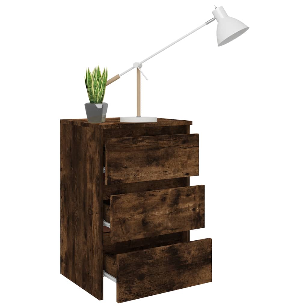 Bedside table smoked oak 40x35x62.5 cm wood material