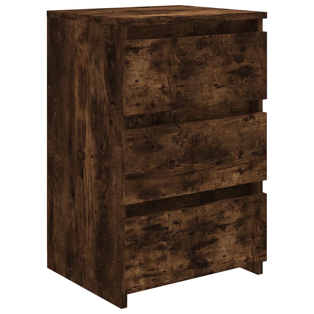 Tables de chevet, lot de 2, chêne fumé, dimensions 40 x 35 x 62,5 cm.