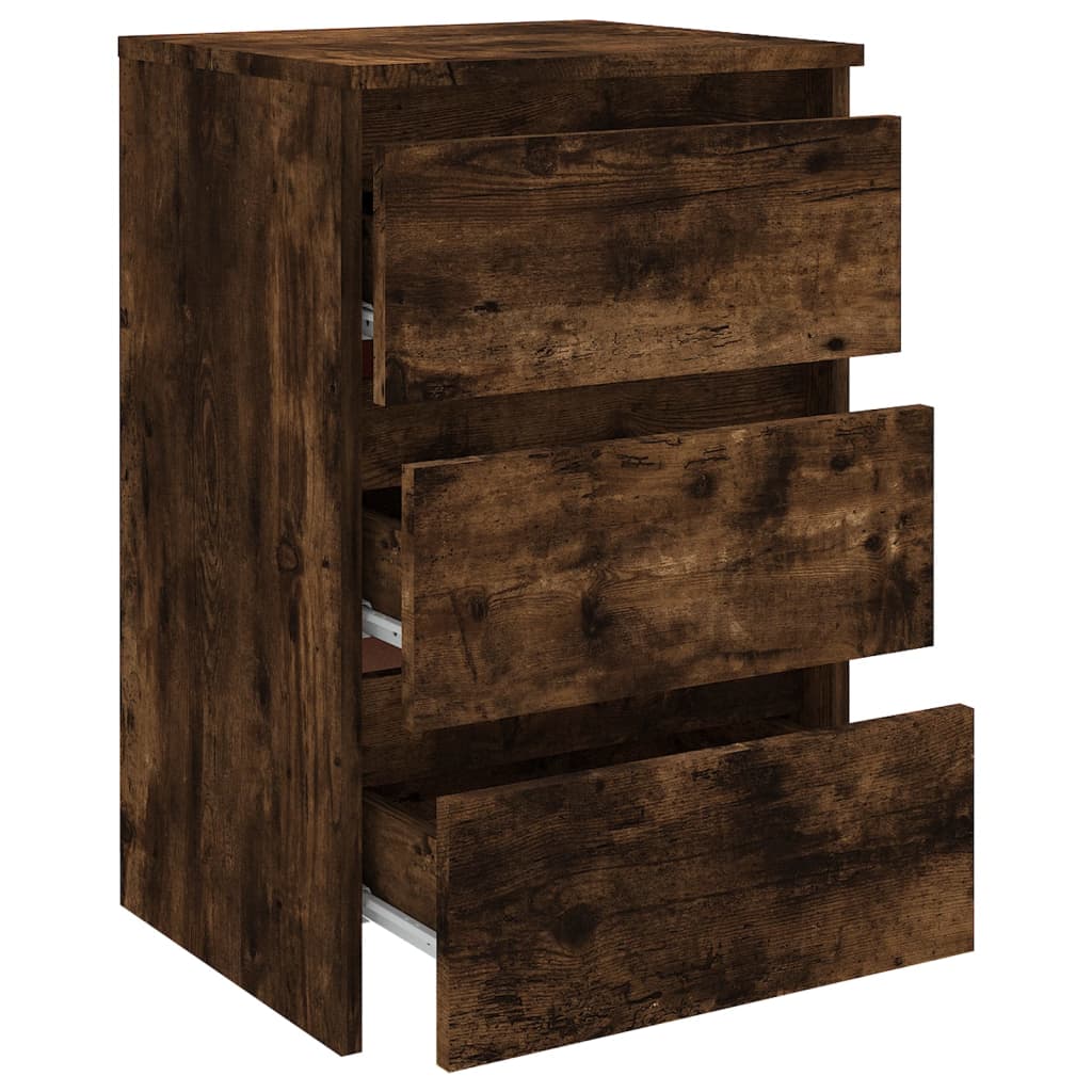 Tables de chevet, lot de 2, chêne fumé, dimensions 40 x 35 x 62,5 cm.