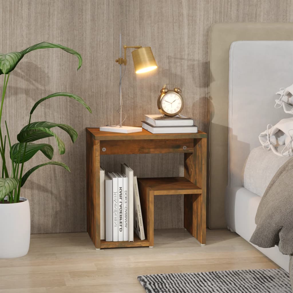 Bedside table smoked oak 40x30x40 cm wood material
