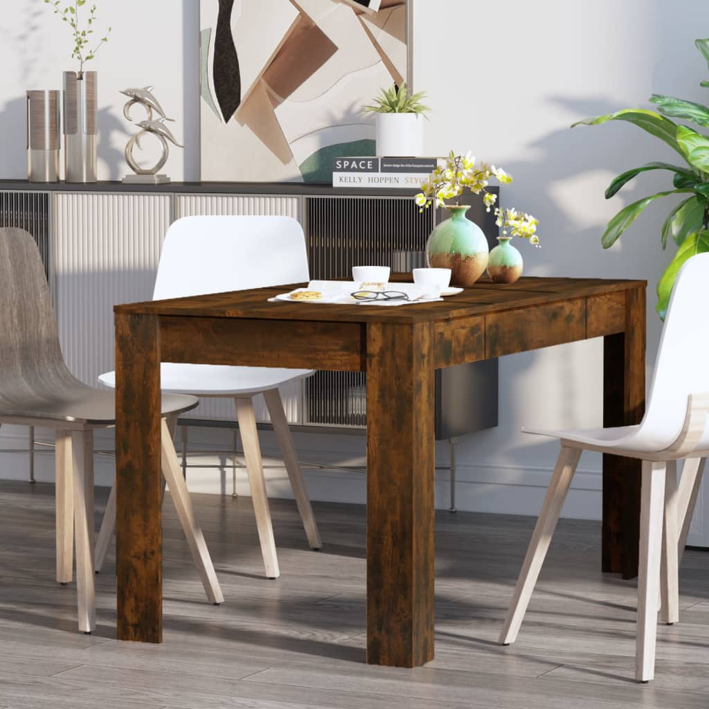 Table à manger chêne fumé 140x74,5x76 cm matériau bois