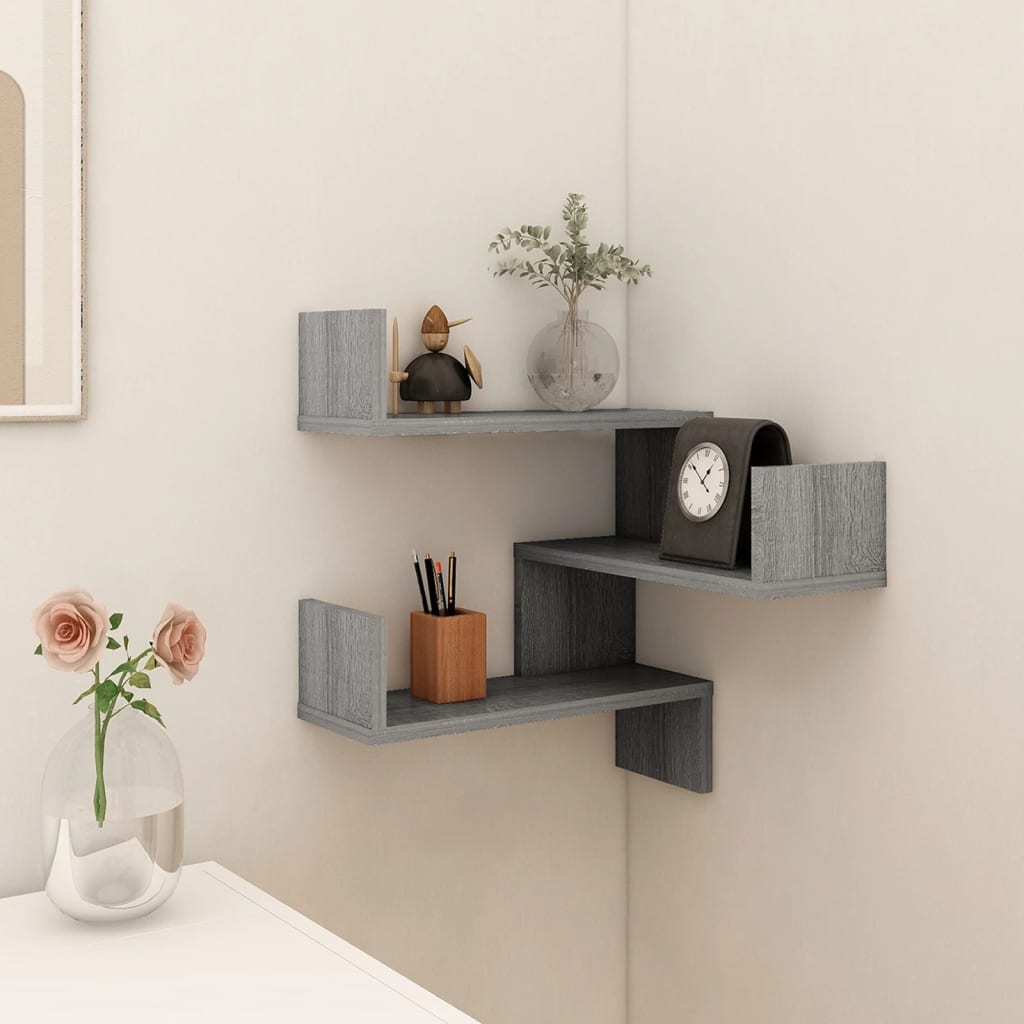 Wall Corner Shelf Gray Sonoma 40x40x50 cm Wood Material