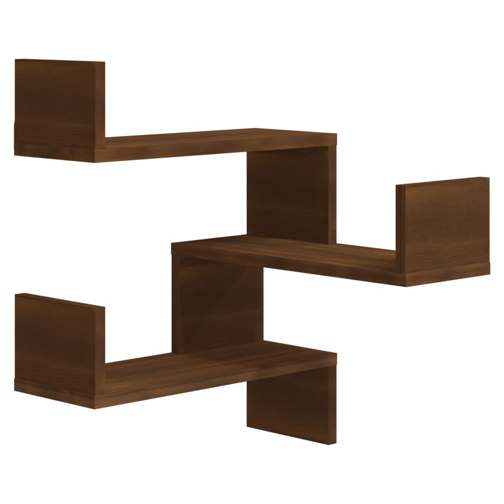 Wall Corner Shelf Brown Oak Look 40x40x50 cm Wood Material