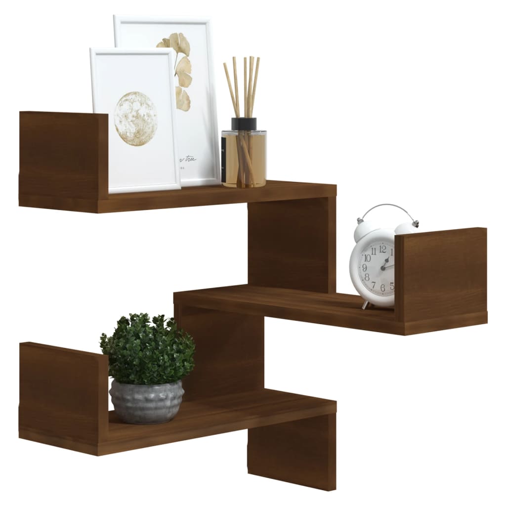 Wall Corner Shelf Brown Oak Look 40x40x50 cm Wood Material