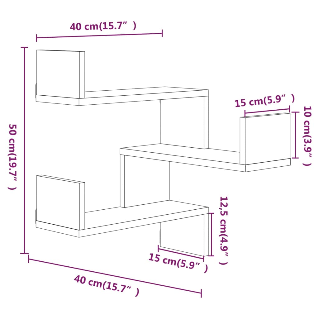 Wall Corner Shelf Brown Oak Look 40x40x50 cm Wood Material