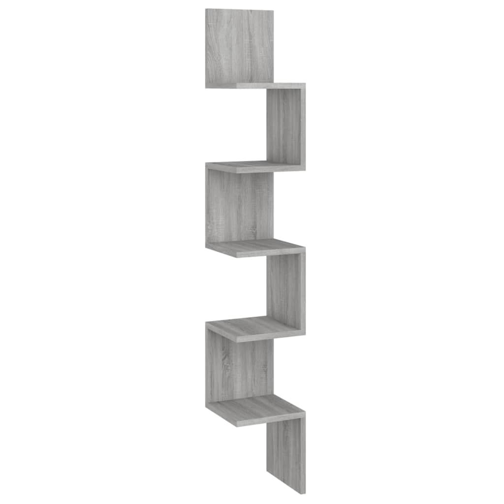 Wall Corner Shelf Gray Sonoma 20x20x127.5 cm Wood Material
