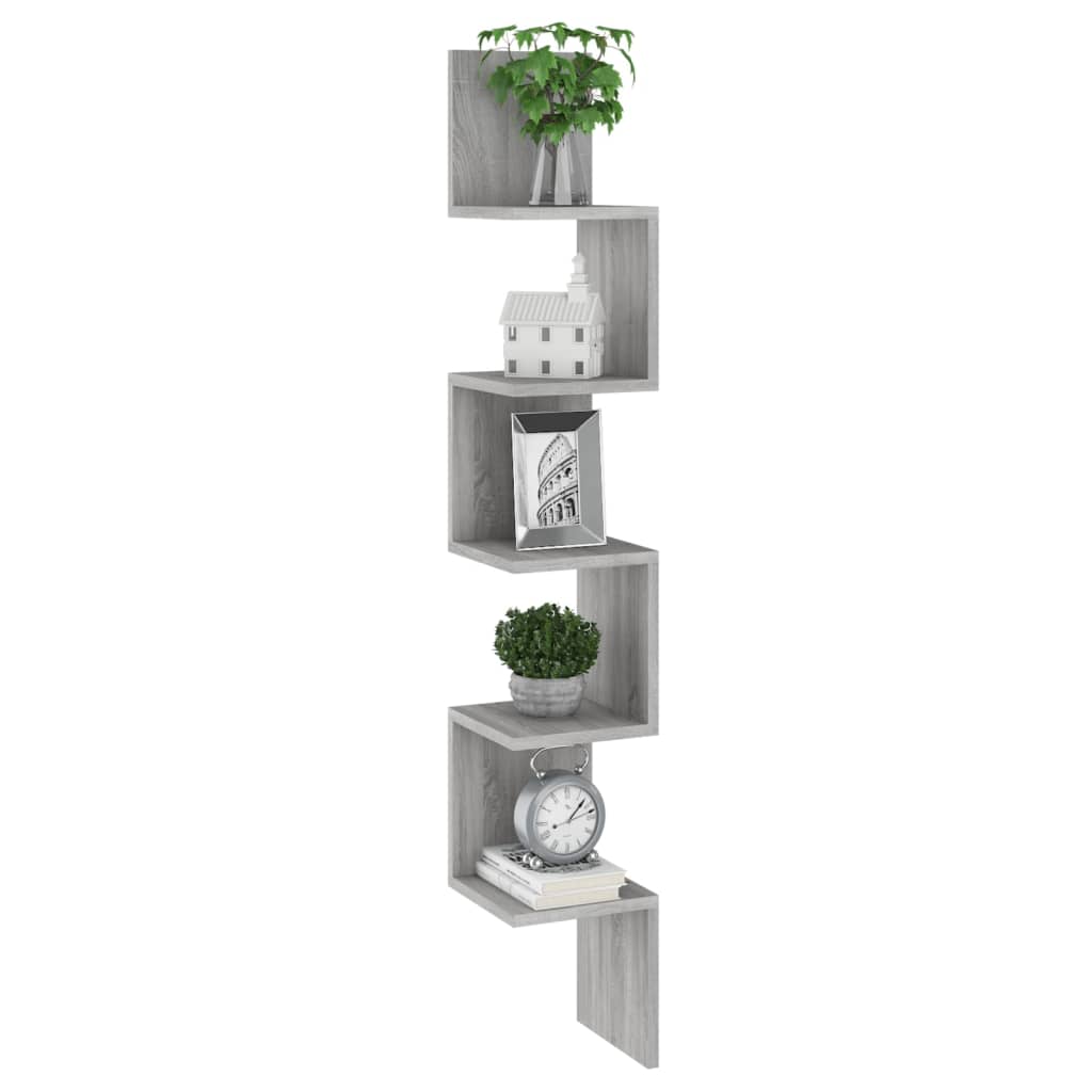 Wall Corner Shelf Gray Sonoma 20x20x127.5 cm Wood Material