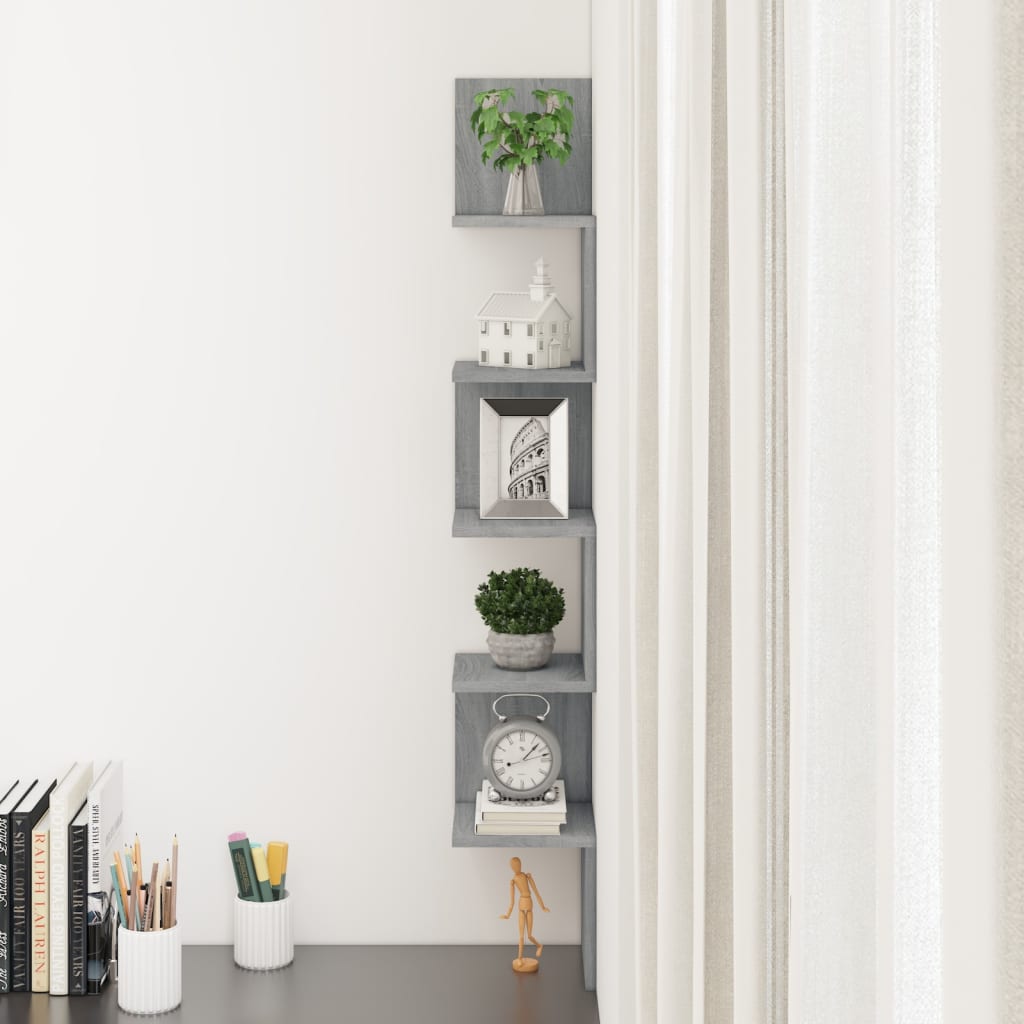 Wall Corner Shelf Gray Sonoma 20x20x127.5 cm Wood Material