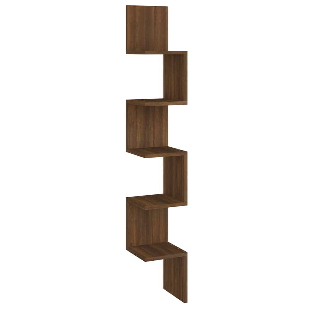 Wall Corner Shelf Brown Oak Look 20x20x127.5 cm Wood Material