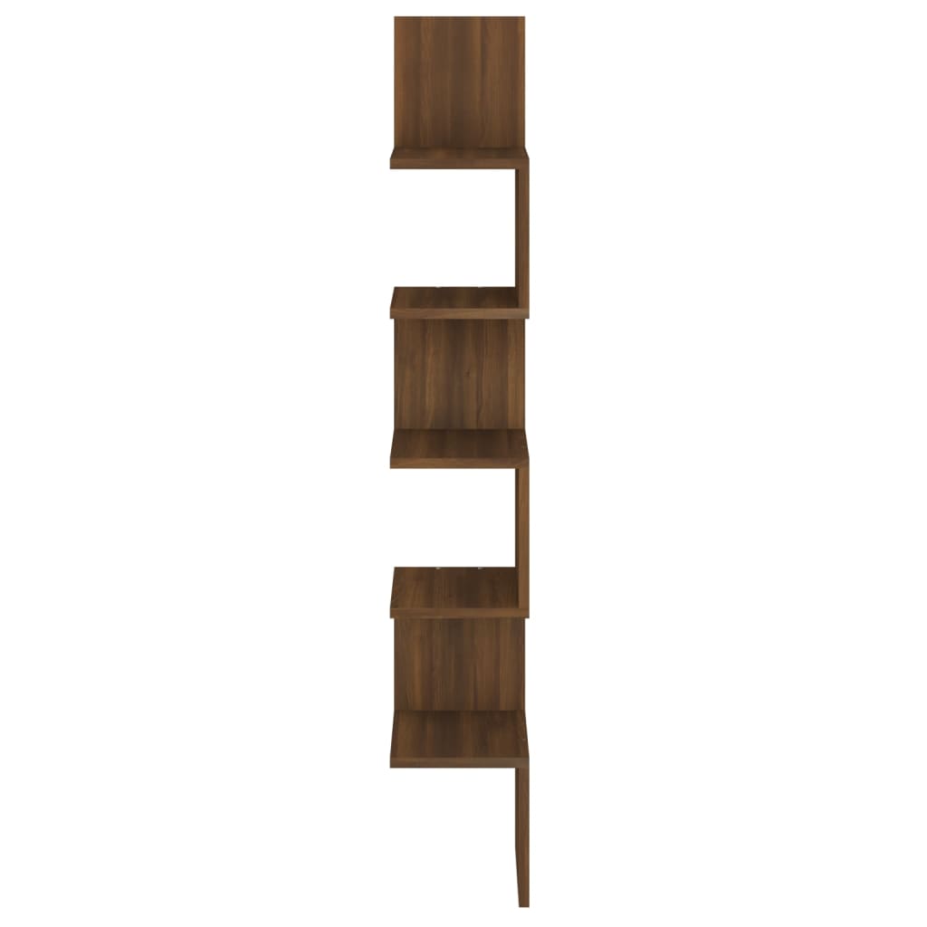 Wall Corner Shelf Brown Oak Look 20x20x127.5 cm Wood Material