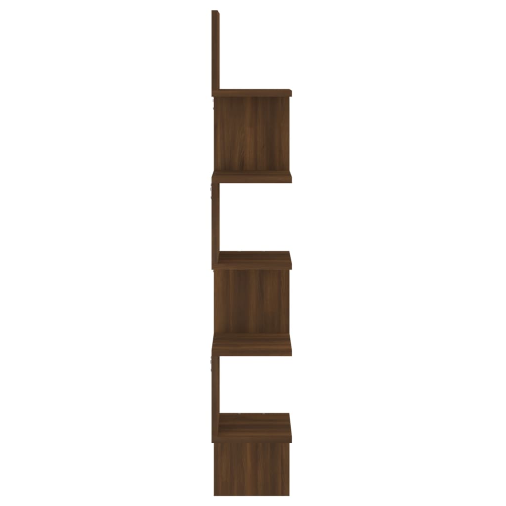 Wall Corner Shelf Brown Oak Look 20x20x127.5 cm Wood Material