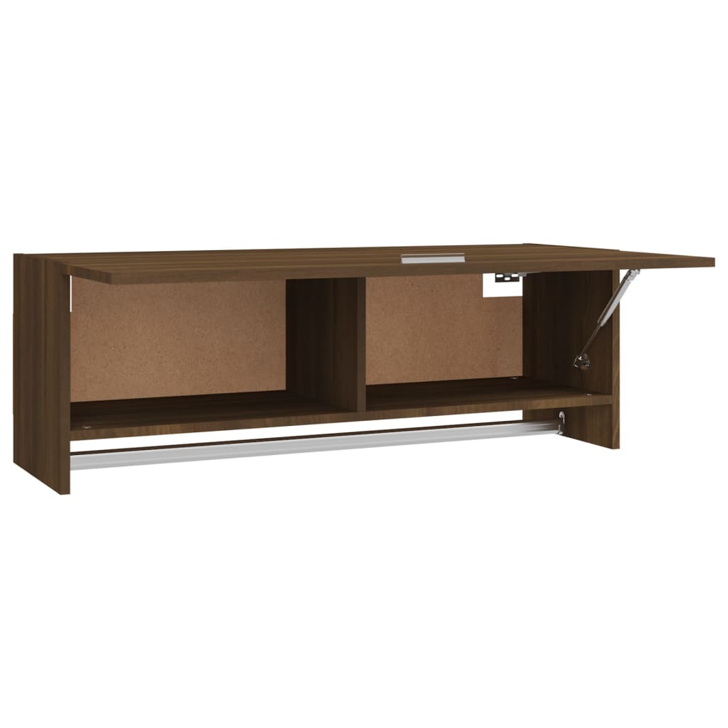 Armoire aspect chêne brun 100x32,5x35 cm matériau bois