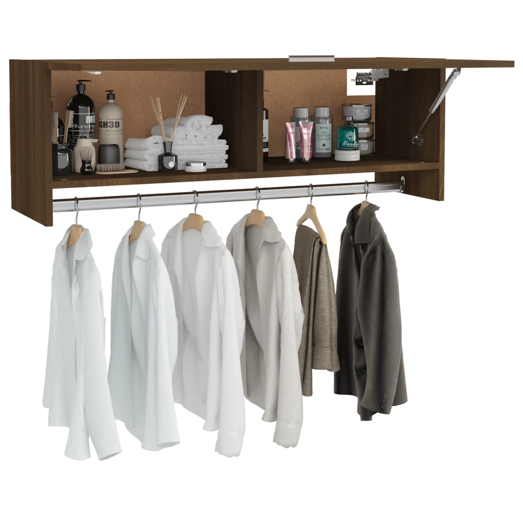 Armoire aspect chêne brun 100x32,5x35 cm matériau bois