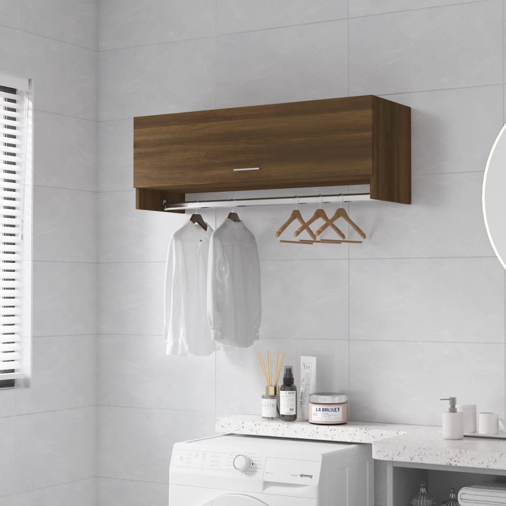 Armoire aspect chêne brun 100x32,5x35 cm matériau bois
