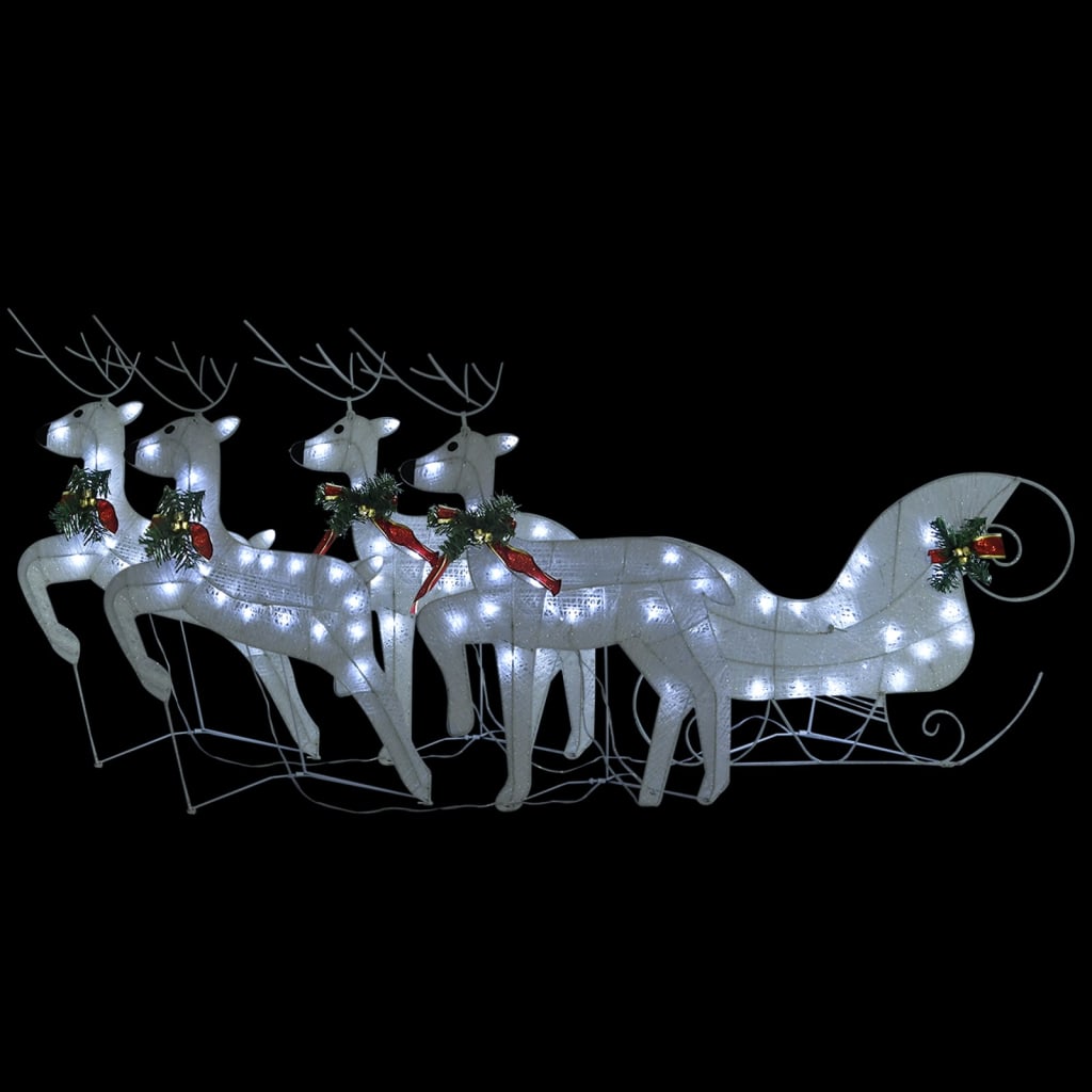 Rentier mit Schlitten Weihnachtsdekoration 100LEDs Outdoor Weiß