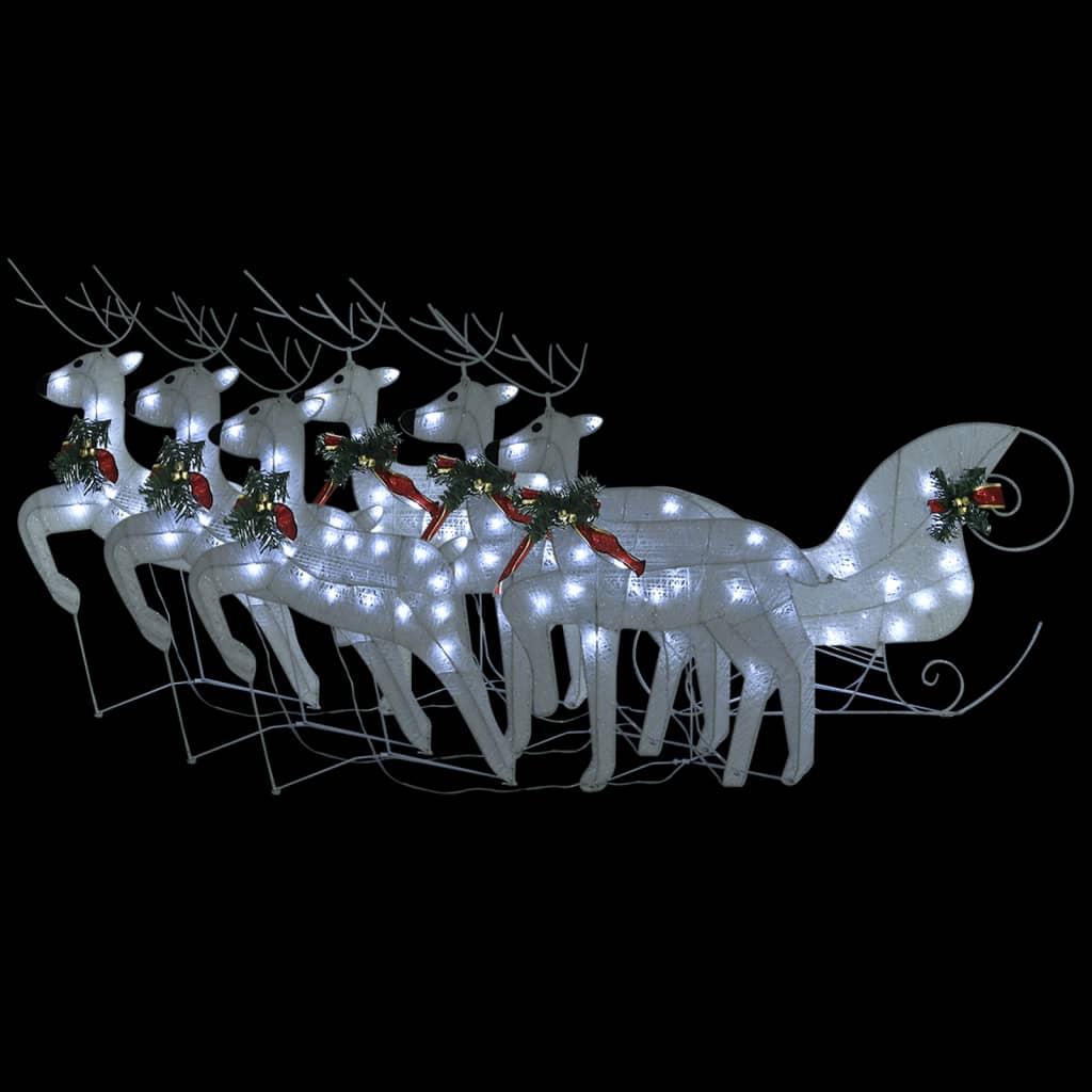 Rentier mit Schlitten Weihnachtsdekoration 140LEDs Outdoor Weiß