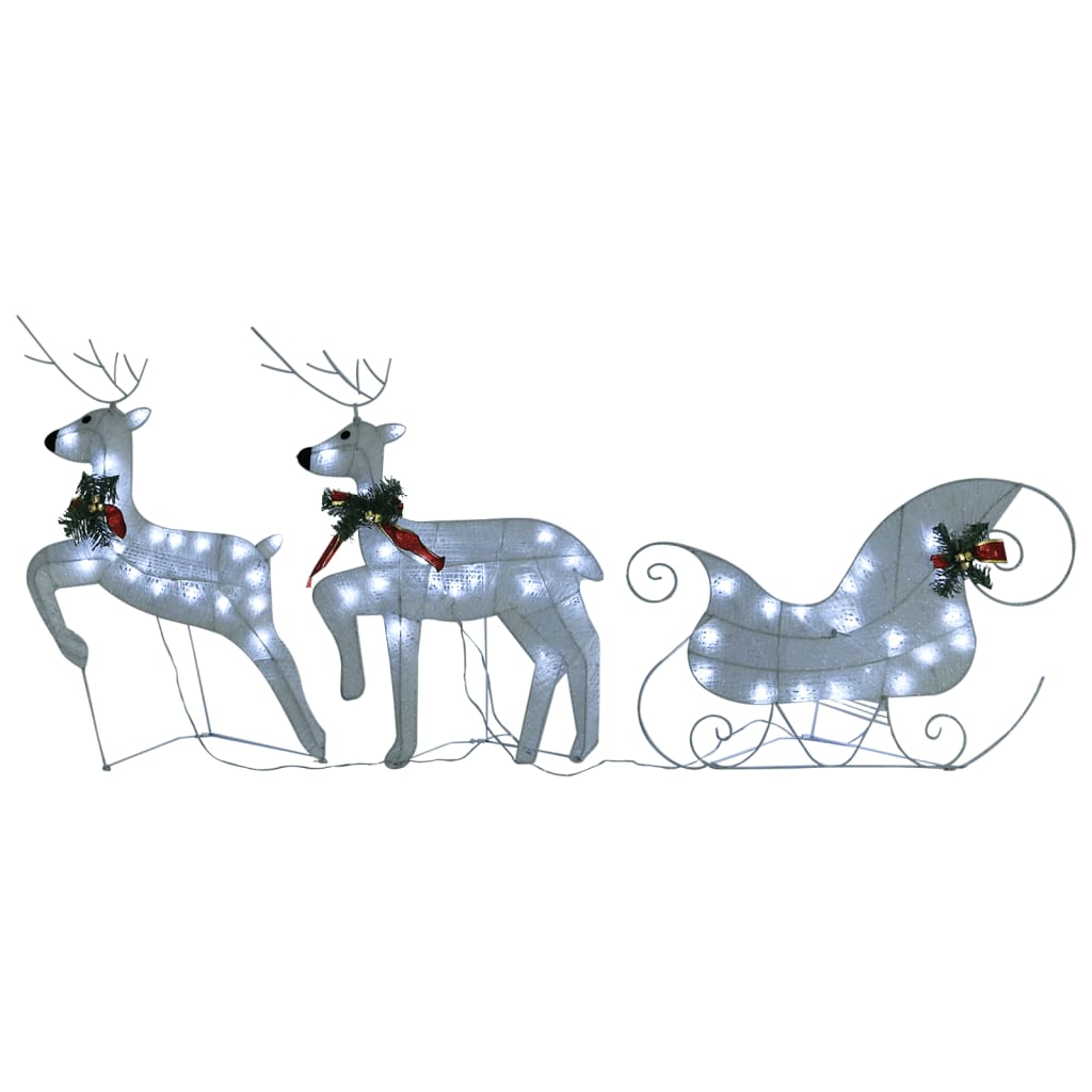Rentier mit Schlitten Weihnachtsdekoration 140LEDs Outdoor Weiß