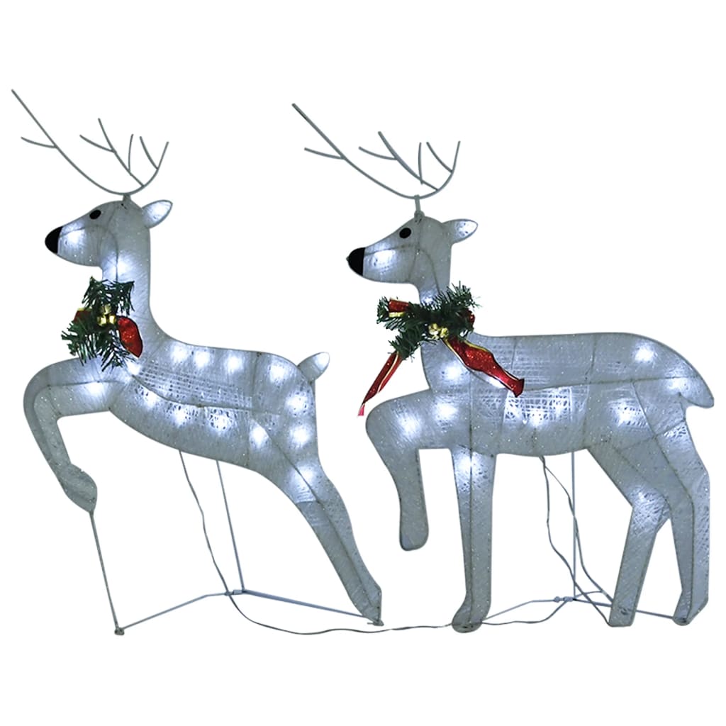 Rentier mit Schlitten Weihnachtsdekoration 140LEDs Outdoor Weiß