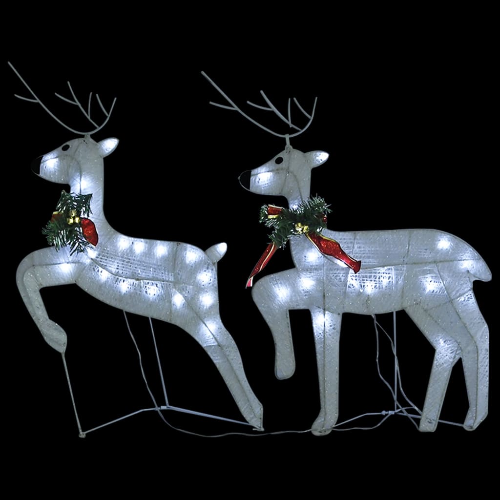 Rentier mit Schlitten Weihnachtsdekoration 140LEDs Outdoor Weiß