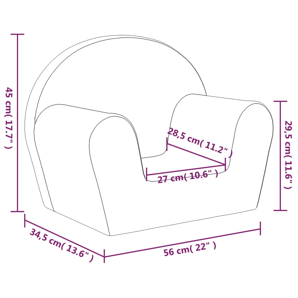 Kindersofa Rosa Weich Plüsch