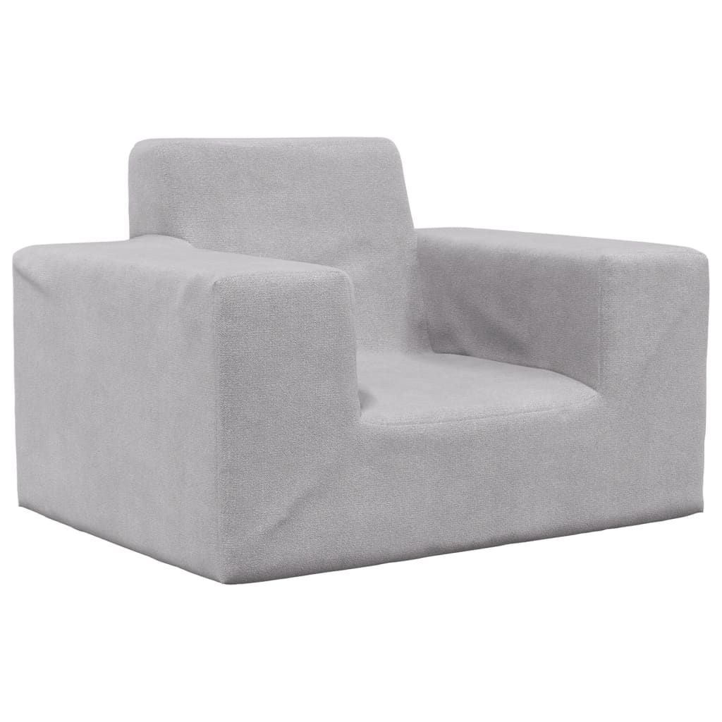 Canapé enfant gris clair en peluche douce