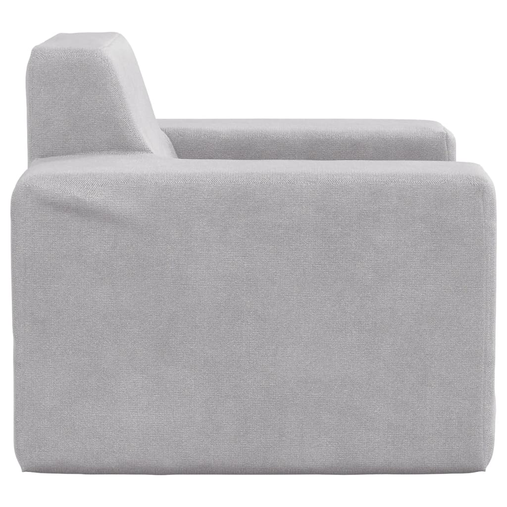 Canapé enfant gris clair en peluche douce