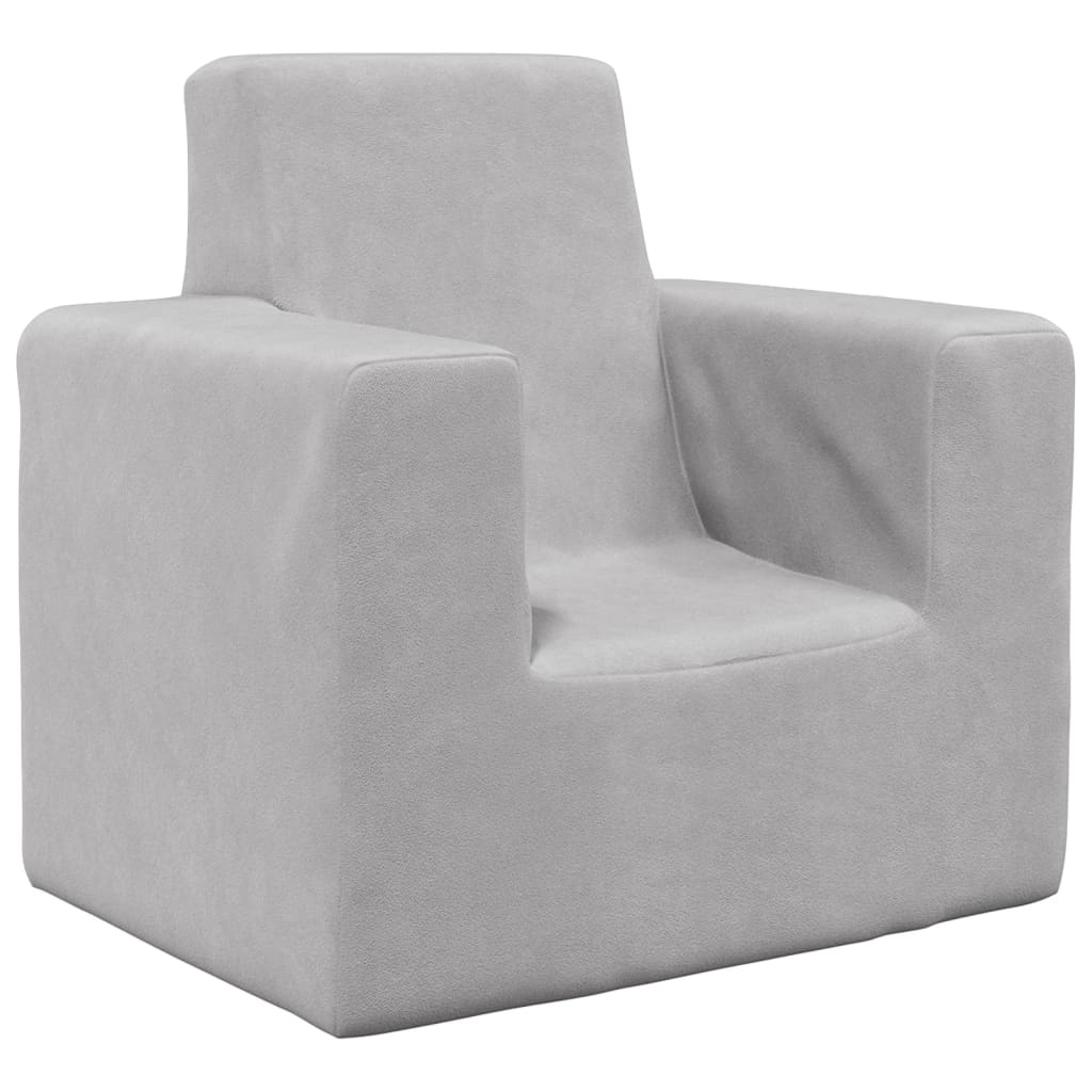 Canapé enfant gris clair en peluche douce