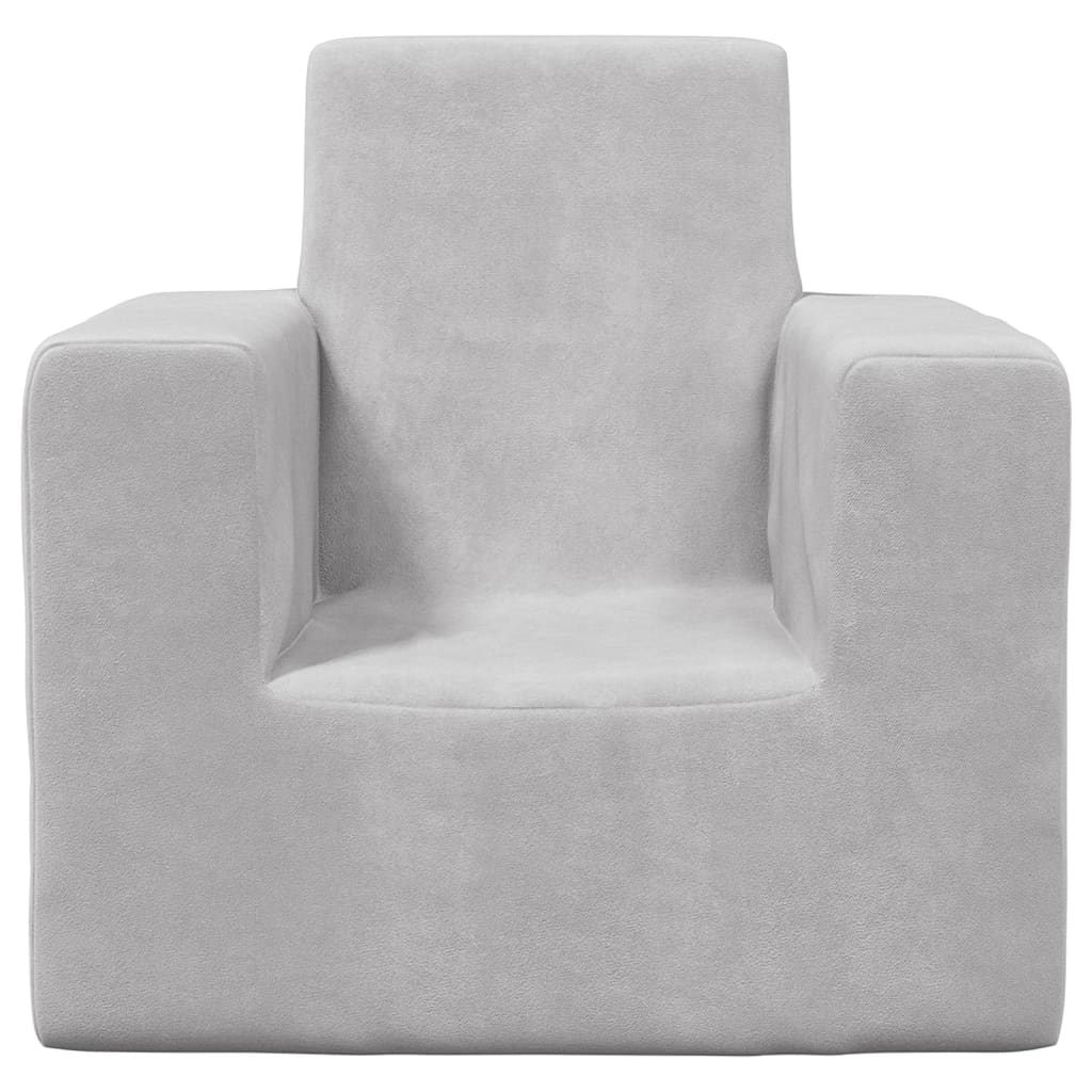 Canapé enfant gris clair en peluche douce