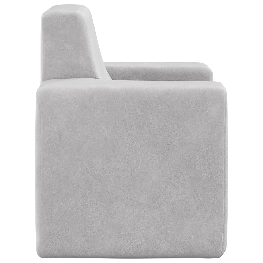 Canapé enfant gris clair en peluche douce
