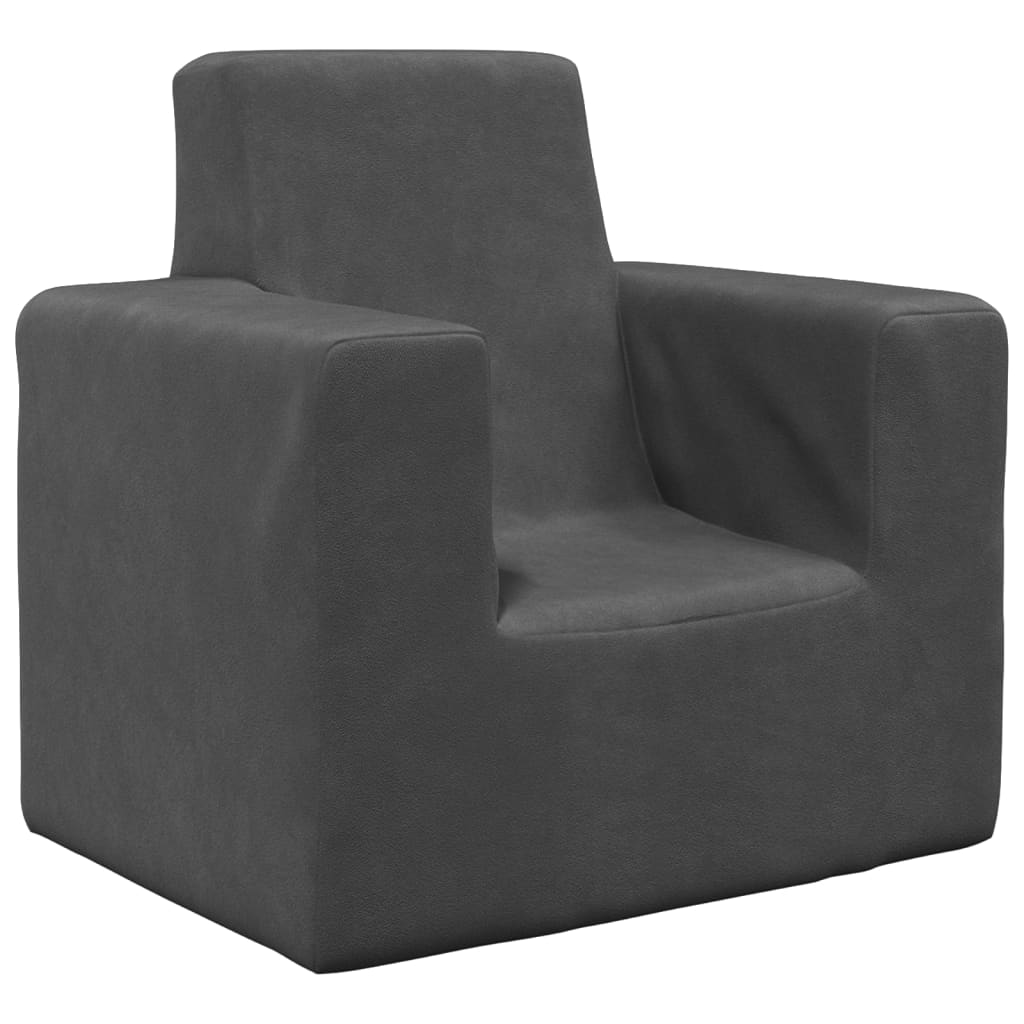 Canapé enfant anthracite en peluche douce