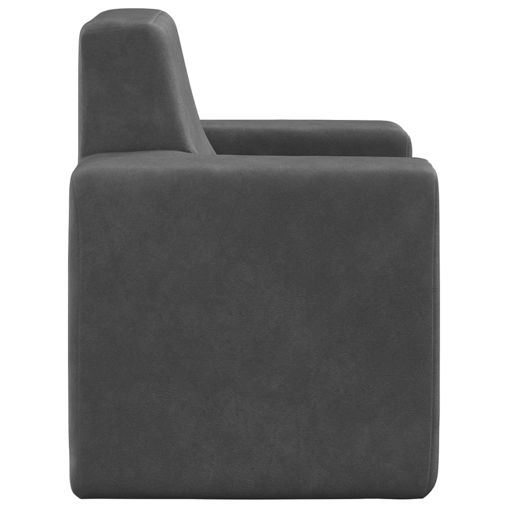 Canapé enfant anthracite en peluche douce