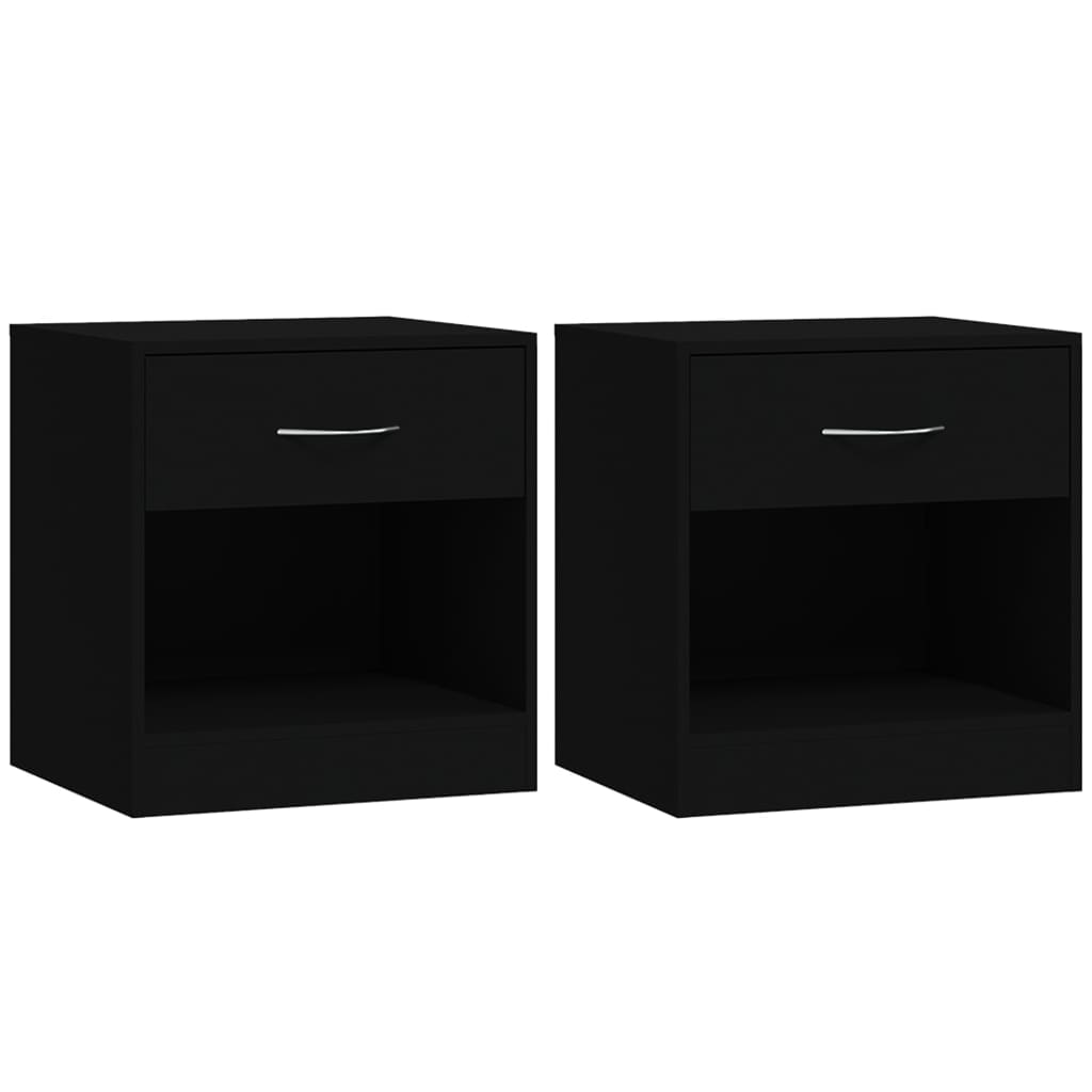 Bedside tables 2 pcs. with drawer black