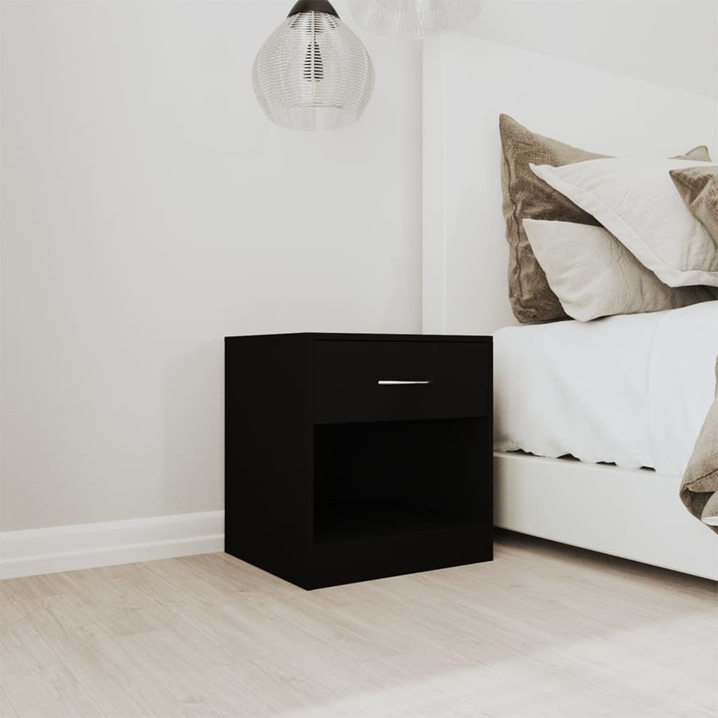 Bedside tables 2 pcs. with drawer black