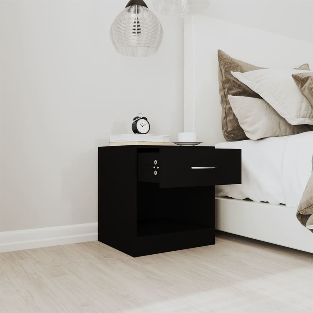 Bedside tables 2 pcs. with drawer black