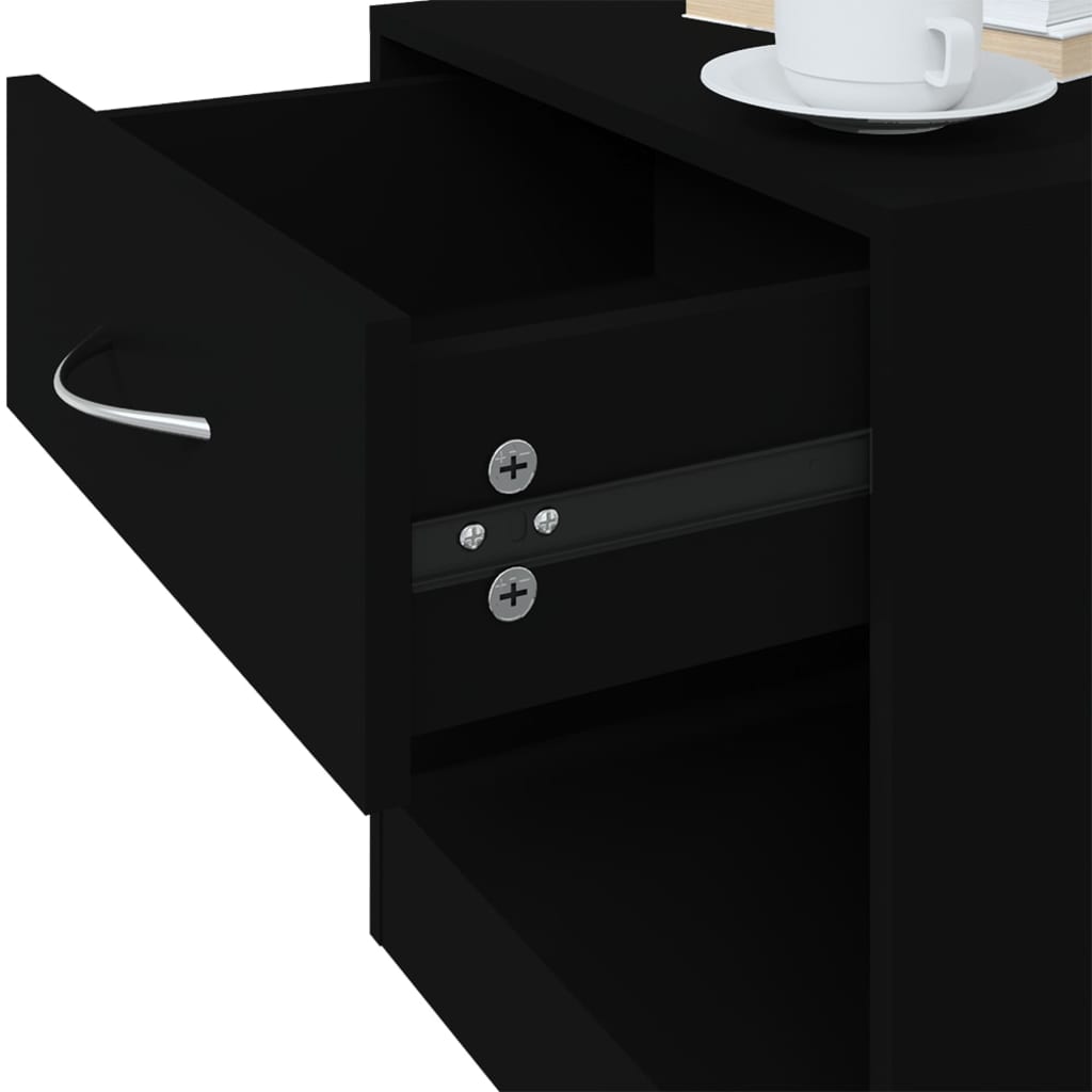 Bedside tables 2 pcs. with drawer black