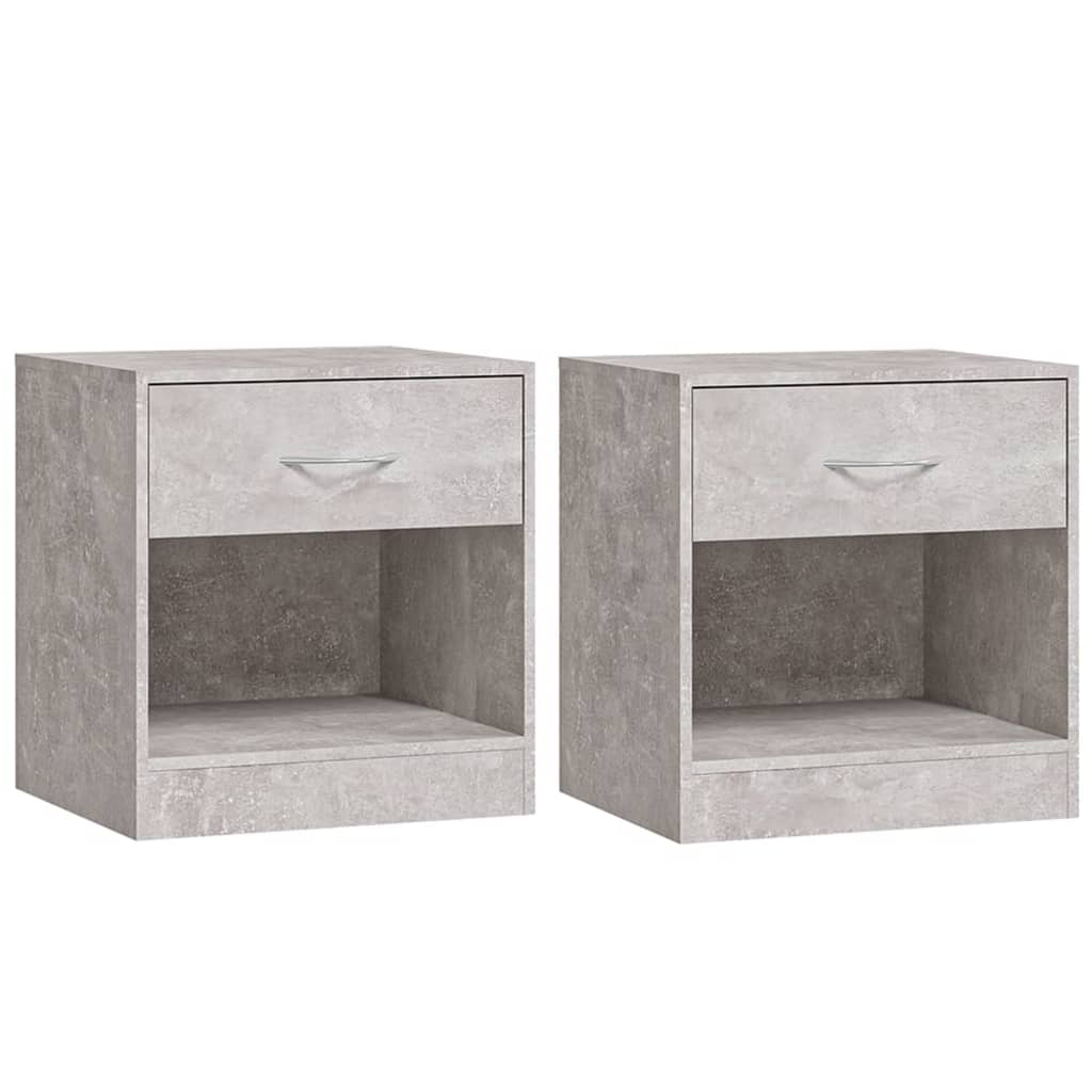 Tables de chevet 2 pièces avec tiroir gris béton