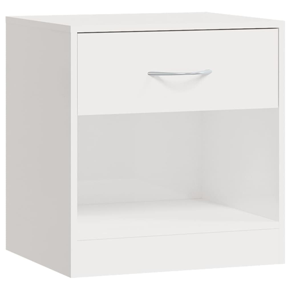 Tables de chevet 2 pièces avec tiroir blanc brillant