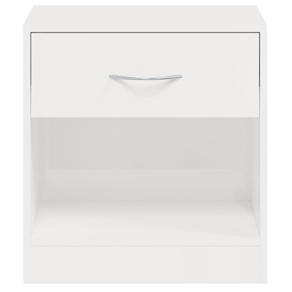 Tables de chevet 2 pièces avec tiroir blanc brillant