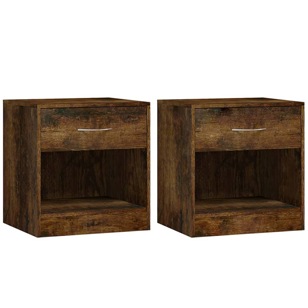Bedside tables 2 pcs. with drawer smoked oak