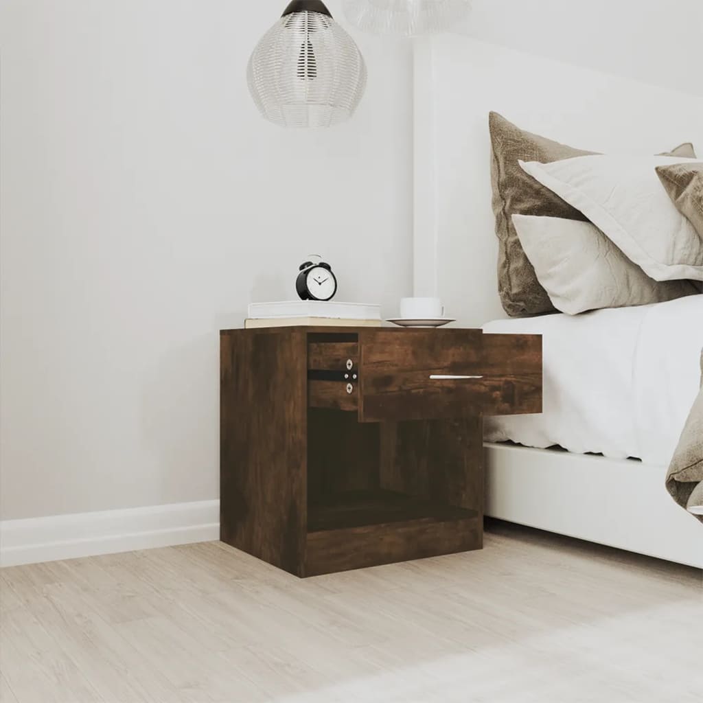 Bedside tables 2 pcs. with drawer smoked oak