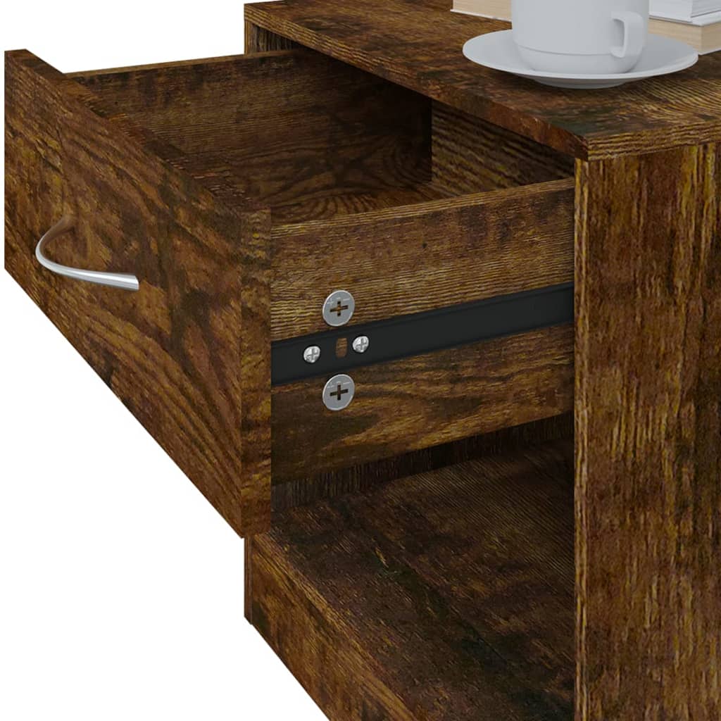 Bedside tables 2 pcs. with drawer smoked oak